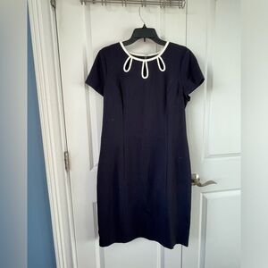 TALBOTS Nautical-Trim Ponte Shift Dress Navy size 12